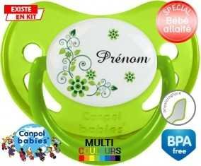 Fleur verte + prénom : Sucette Physiologique
