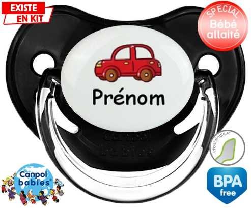 Voiture rouge + prénom: Sucette Physiologique-su7.fr