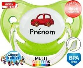 Voiture rouge + prénom: Sucette Physiologique-su7.fr