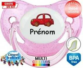 Voiture rouge + prénom: Sucette Physiologique-su7.fr