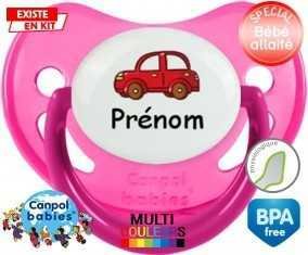 Voiture rouge + prénom: Sucette Physiologique-su7.fr