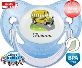 Bus jaune + prénom: Sucette Physiologique-su7.fr