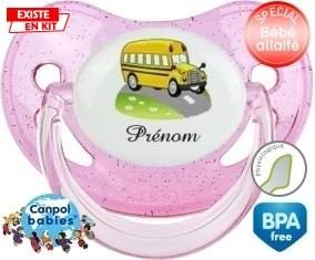 Bus jaune + prénom: Sucette Physiologique-su7.fr