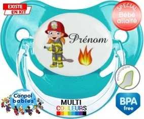 Pompier flamme + prénom : Sucette Physiologique personnalisée