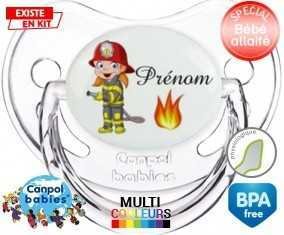 Pompier flamme + prénom: Sucette Physiologique-su7.fr