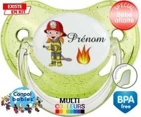 Pompier flamme + prénom: Sucette Physiologique-su7.fr