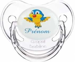 Oiseau bleu style1 + prénom: Sucette Physiologique-su7.fr