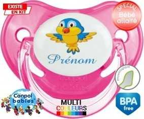 Oiseau bleu style1 + prénom: Sucette Physiologique-su7.fr