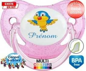 Oiseau bleu style1 + prénom: Sucette Physiologique-su7.fr