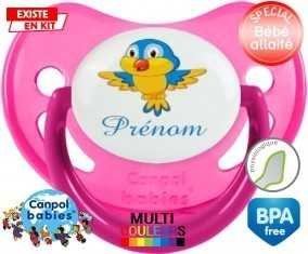 Oiseau bleu style1 + prénom: Sucette Physiologique-su7.fr