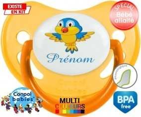 Oiseau bleu style1 + prénom: Sucette Physiologique-su7.fr