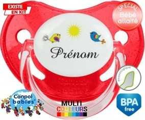 Oiseau et soleil + prénom: Sucette Physiologique-su7.fr