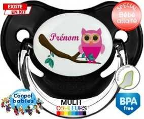 Hibou rose + prénom: Sucette Physiologique-su7.fr