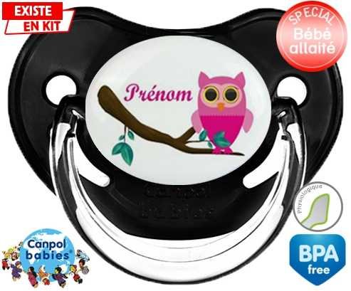 Hibou rose + prénom: Sucette Physiologique-su7.fr