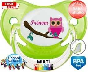 Hibou rose + prénom: Sucette Physiologique-su7.fr