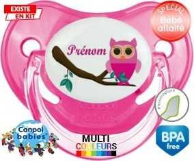 Hibou rose + prénom: Sucette Physiologique-su7.fr