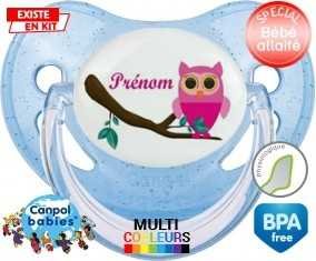 Hibou rose + prénom: Sucette Physiologique-su7.fr