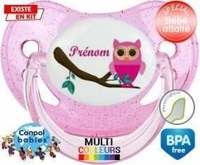 Hibou rose + prénom: Sucette Physiologique-su7.fr