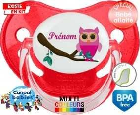 Hibou rose + prénom: Sucette Physiologique-su7.fr