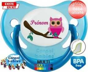 Hibou rose + prénom: Sucette Physiologique-su7.fr