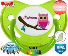 Hibou rose + prénom: Sucette Physiologique-su7.fr