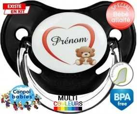 Ourson cœur + prénom: Sucette Physiologique-su7.fr