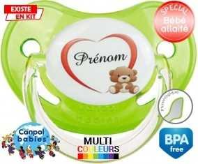 Ourson cœur + prénom: Sucette Physiologique-su7.fr
