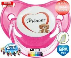 Ourson cœur + prénom: Sucette Physiologique-su7.fr