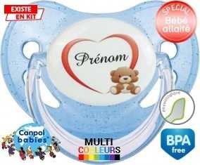 Ourson cœur + prénom: Sucette Physiologique-su7.fr