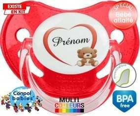 Ourson cœur + prénom: Sucette Physiologique-su7.fr