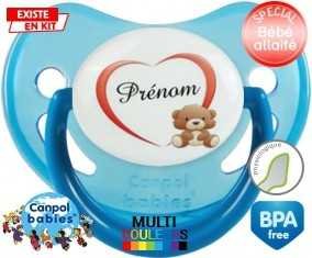Ourson cœur + prénom: Sucette Physiologique-su7.fr