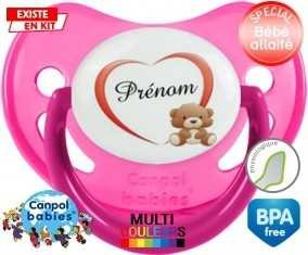 Ourson cœur + prénom: Sucette Physiologique-su7.fr