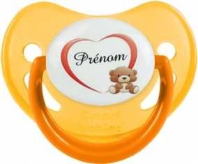 Ourson cœur + prénom: Sucette Physiologique-su7.fr