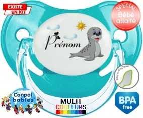 Phoque + prénom : Tétine Physiologique personnalisée