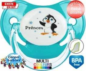 Pingouin + prénom : Tétine Physiologique personnalisée