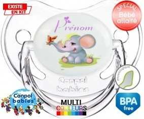 Eléphant style1 + prénom: Sucette Physiologique-su7.fr
