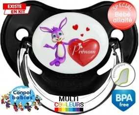 Lapin cœur + prénom: Sucette Physiologique-su7.fr