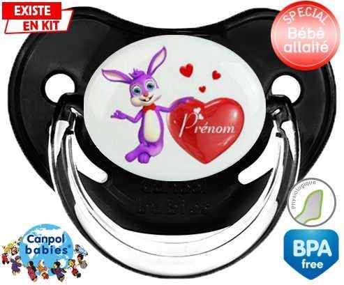 Lapin cœur + prénom: Sucette Physiologique-su7.fr