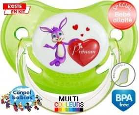 Lapin cœur + prénom: Sucette Physiologique-su7.fr