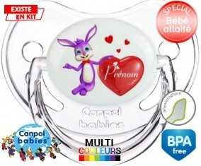 Lapin cœur + prénom: Sucette Physiologique-su7.fr