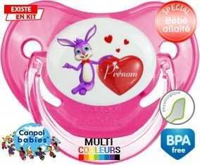 Lapin cœur + prénom: Sucette Physiologique-su7.fr