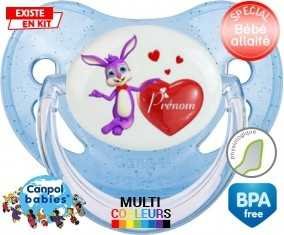 Lapin cœur + prénom: Sucette Physiologique-su7.fr