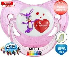 Lapin cœur + prénom: Sucette Physiologique-su7.fr