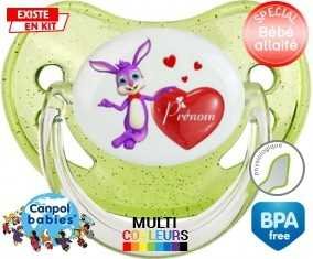 Lapin cœur + prénom: Sucette Physiologique-su7.fr