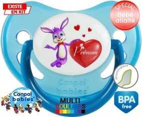 Lapin cœur + prénom : Sucette Physiologique