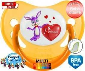 Lapin cœur + prénom: Sucette Physiologique-su7.fr