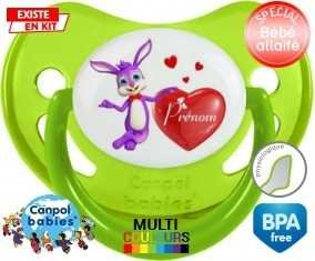 Lapin cœur + prénom: Sucette Physiologique-su7.fr