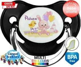 Lapin train + prénom: Sucette Physiologique-su7.fr