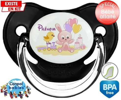 Lapin train + prénom: Sucette Physiologique-su7.fr