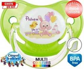 Lapin train + prénom: Sucette Physiologique-su7.fr